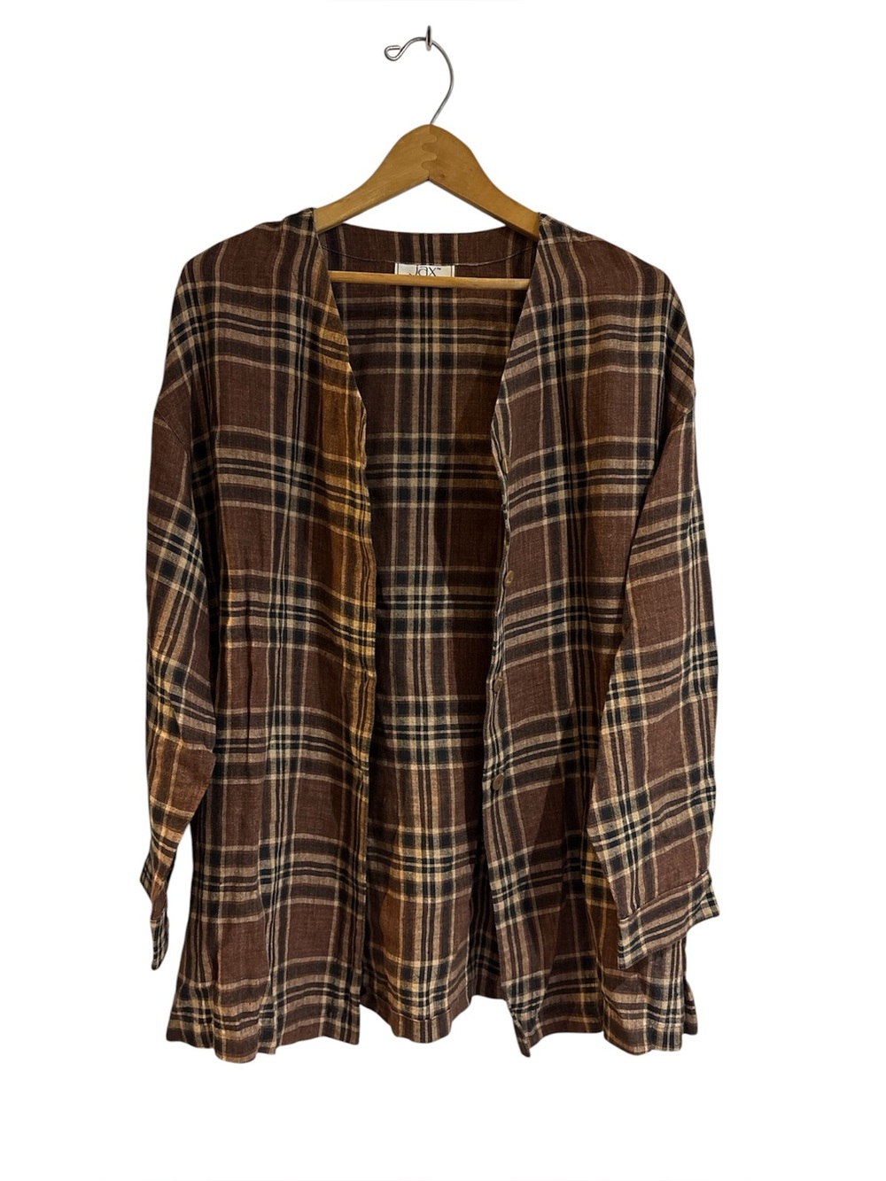 Jax 100% Linen Plaid Button-Front Top/Tunic, Made in 🇨🇦